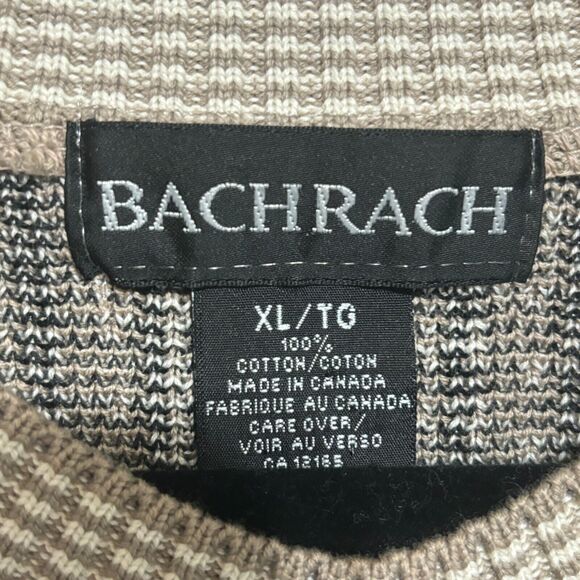 Bachrach Vintage 90's Sweater Men's Sz XL Brown Mixed Media Crewneck - Picture 5 of 5
